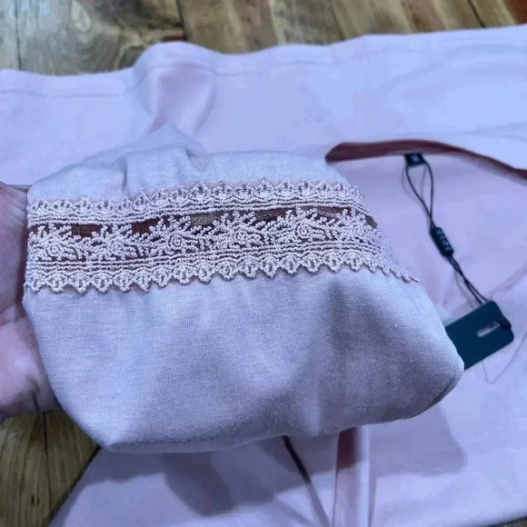 ININ pink, long sleeve shirts with lace enlay sleeves.  NWT, v- neck, comfy - Picture 6 of 7